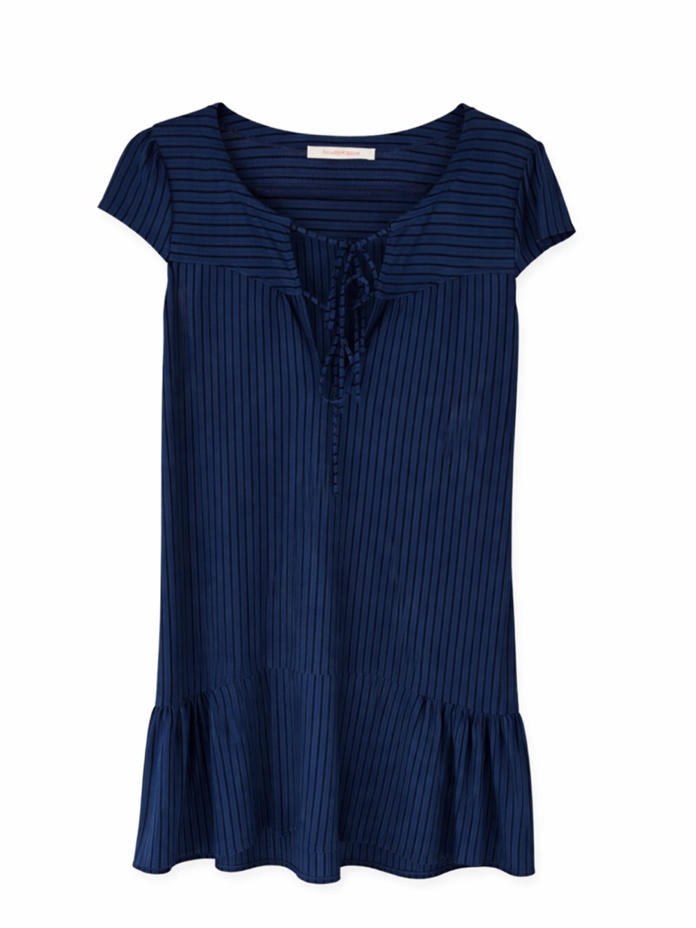 See By Chloe Navy Striped Cap Sleeve Dress